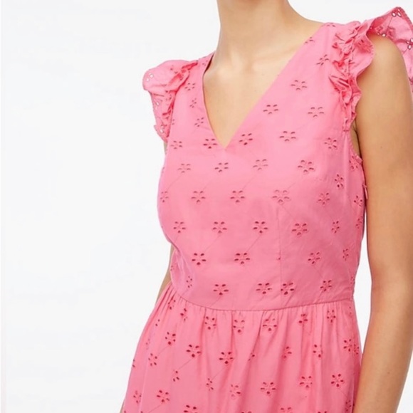 NWT J.Crew Factory Ruffle Sleeve Eyelet Tiered Midi Dress 10 - Picture 2 of 6
